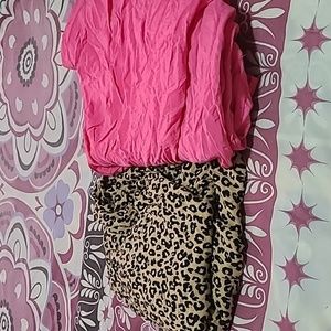 H&M Forever21 wide leg palazzo pants lot 3x/4x pink leopard